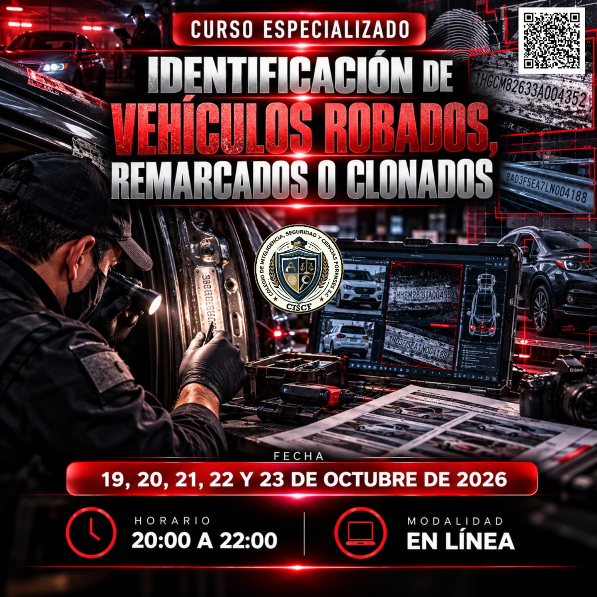 Curso Especializado: Identificación de Vehículos Robados, Remarcados o Clonados (10 hrs) 33ª G