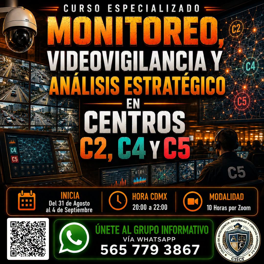 Curso Especializado Monitoreo, Videovigilancia y Análisis Estratégico en Centros C2, C4 y C5 (10Hrs)