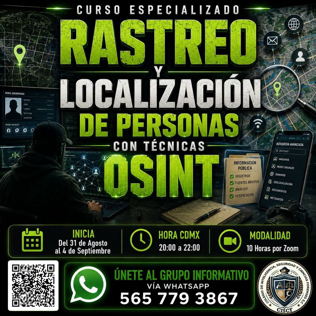 Curso Especializado: Rastreo y Localización de Personas con Técnicas OSINT (10Horas)