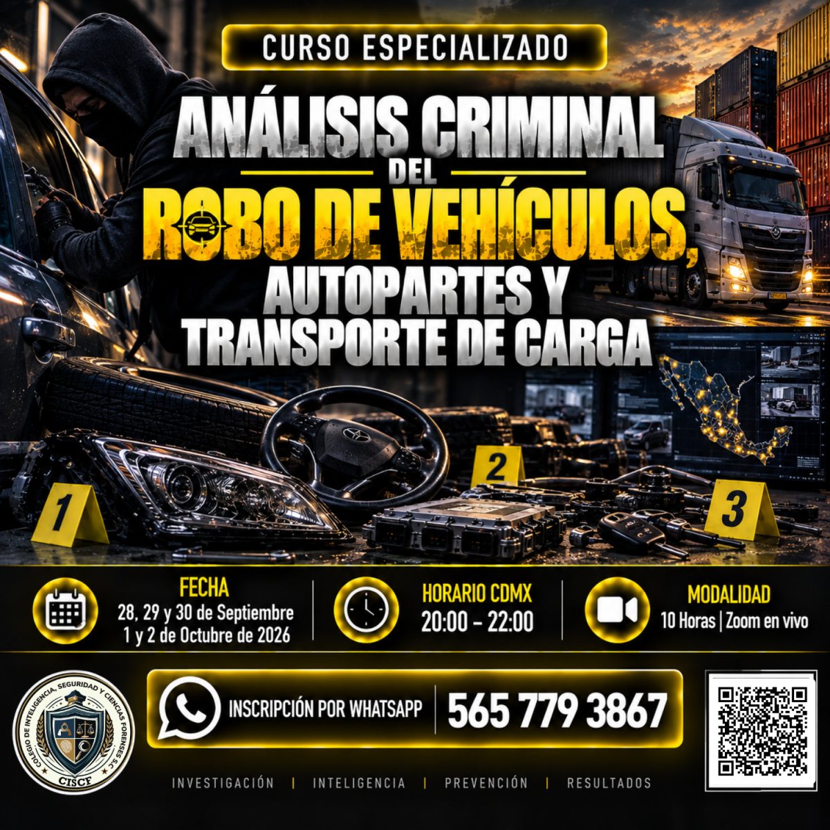 Curso Especializado Análisis Criminal del Robo de Vehículos, Autopartes y Transporte de Carga 10hrs