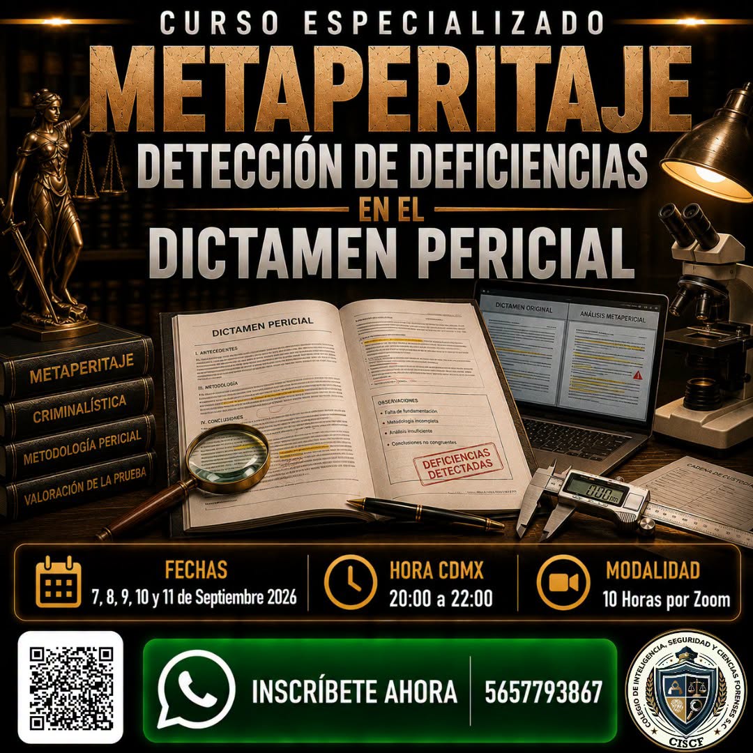 Curso Especializado: Metaperitaje: Detección de Deficiencias en el Dictamen Pericial (10hrs) 5ªG